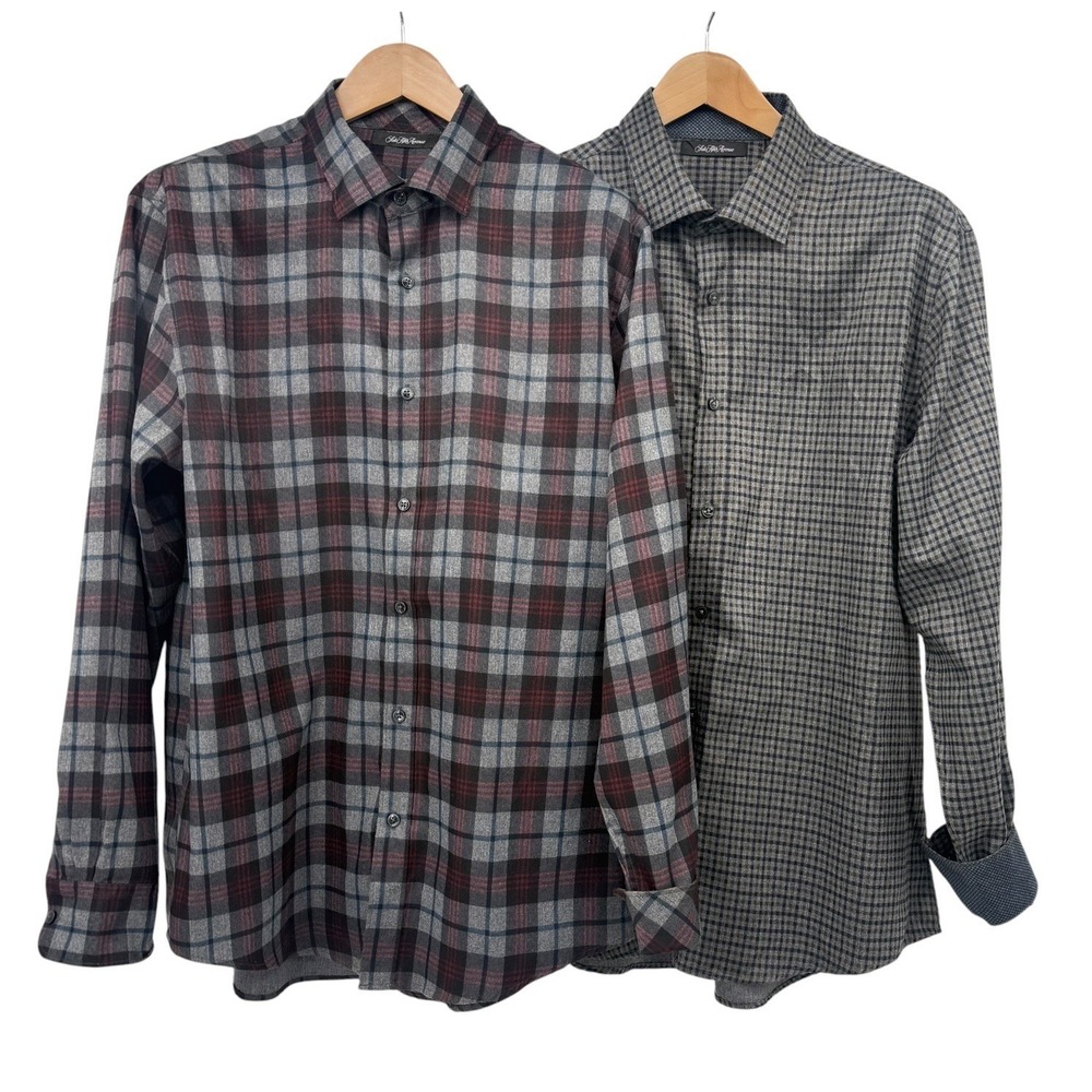 LOT OF 2 Saks Fifth Avenue Men's Shirt Long‎ Sleeve Button Up Shirt SEE PICTURES